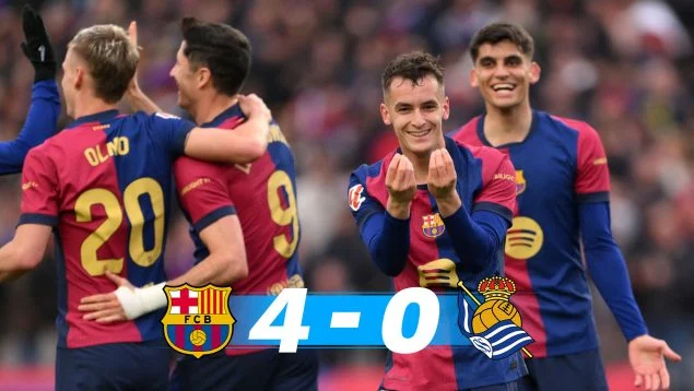 Barcelona golea 4-0 a la Real Sociedad